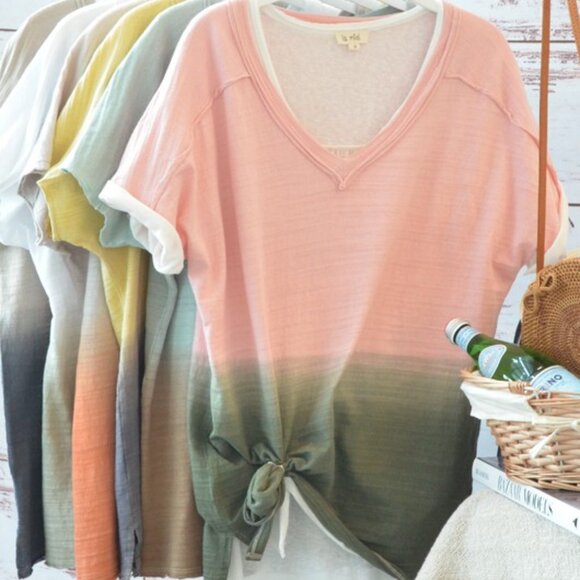 Peony Peach Dip-Dye Top - Picture 1 of 5
